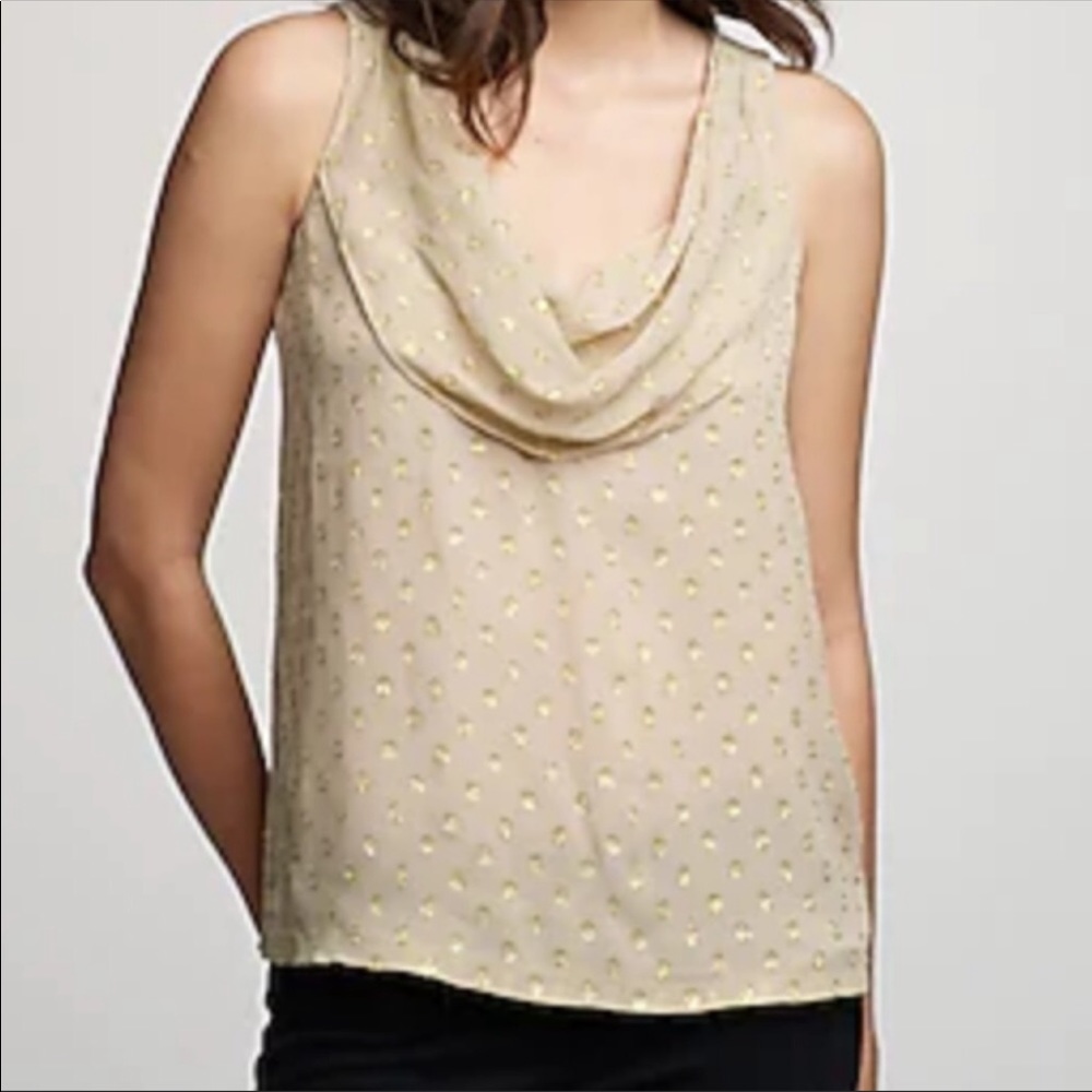 NWOT J.Crew Tan and Gold Sleeveless Blouse Size 0